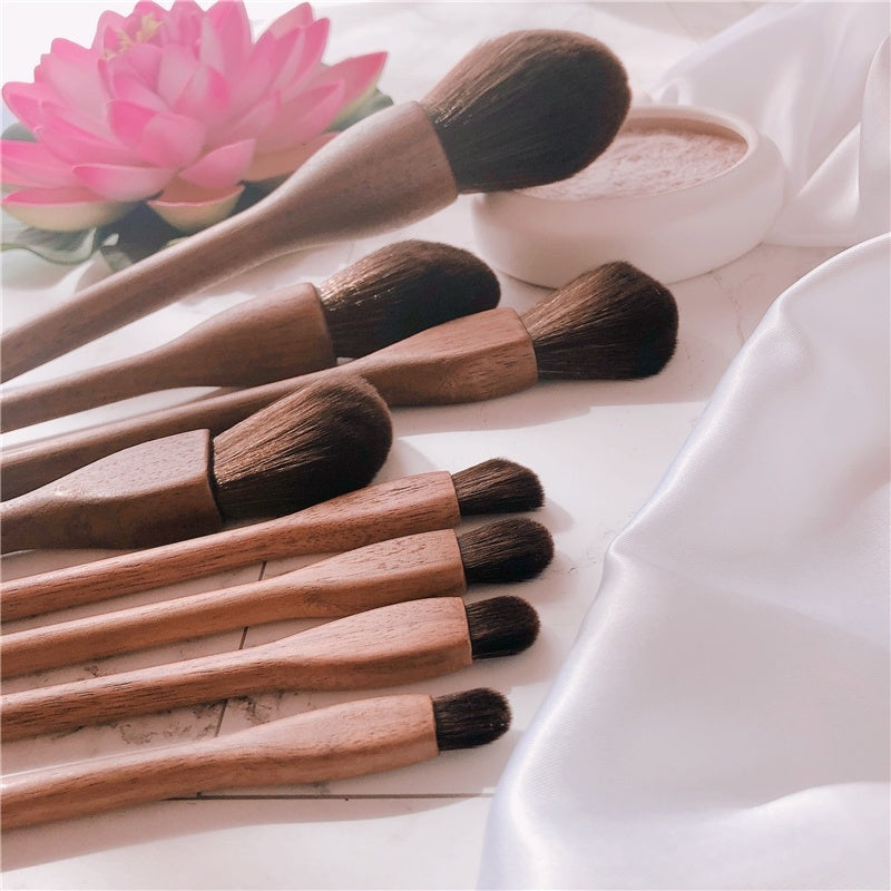 Wood Handle Makeup Brush Set